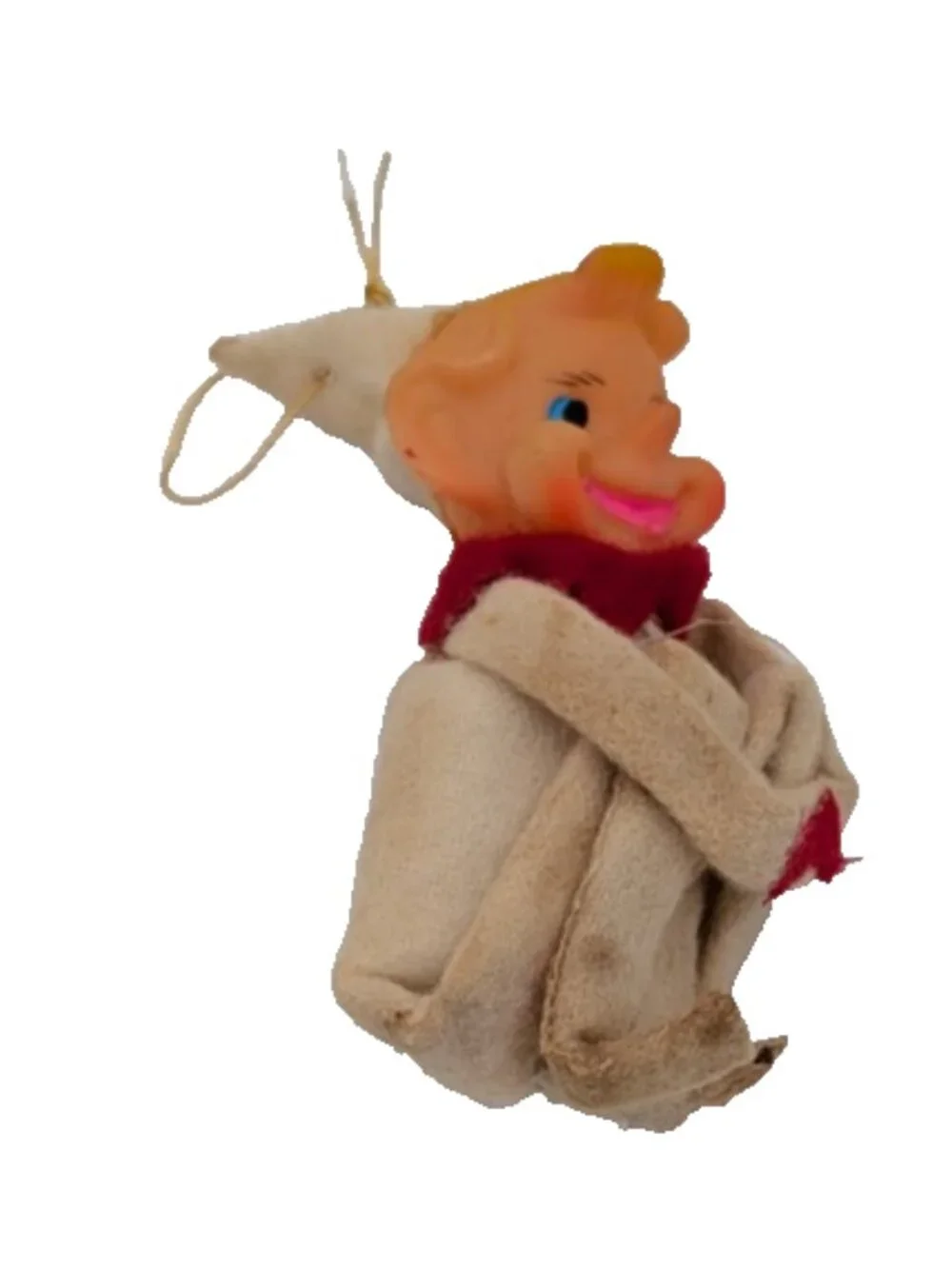 Vintage Japan Pixie Elf Knee Hugger Felt Ornament Christmas MCM 4.5